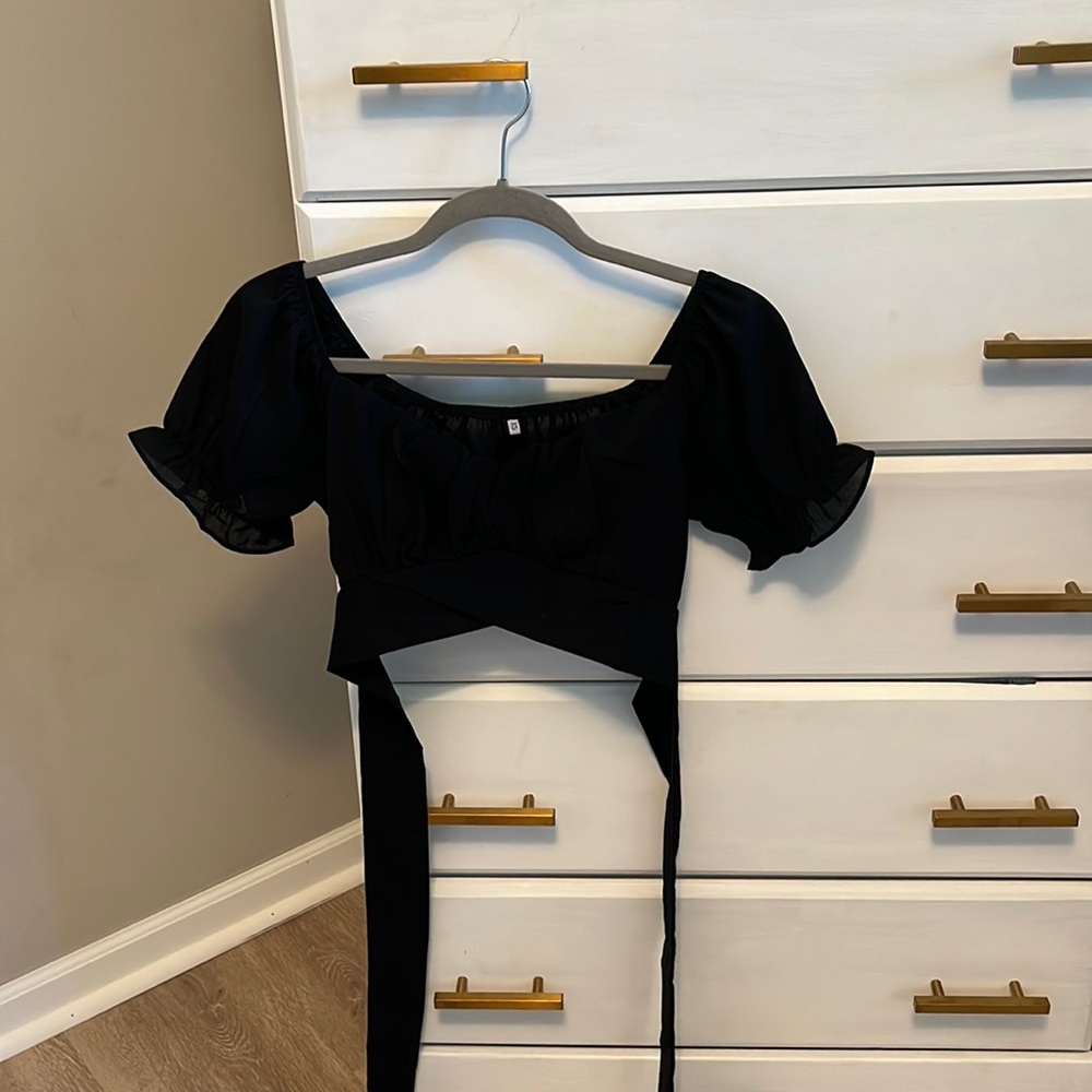 Womens Ruffle Short Sleeve, Back Tie Womens Ruffle Crop Top